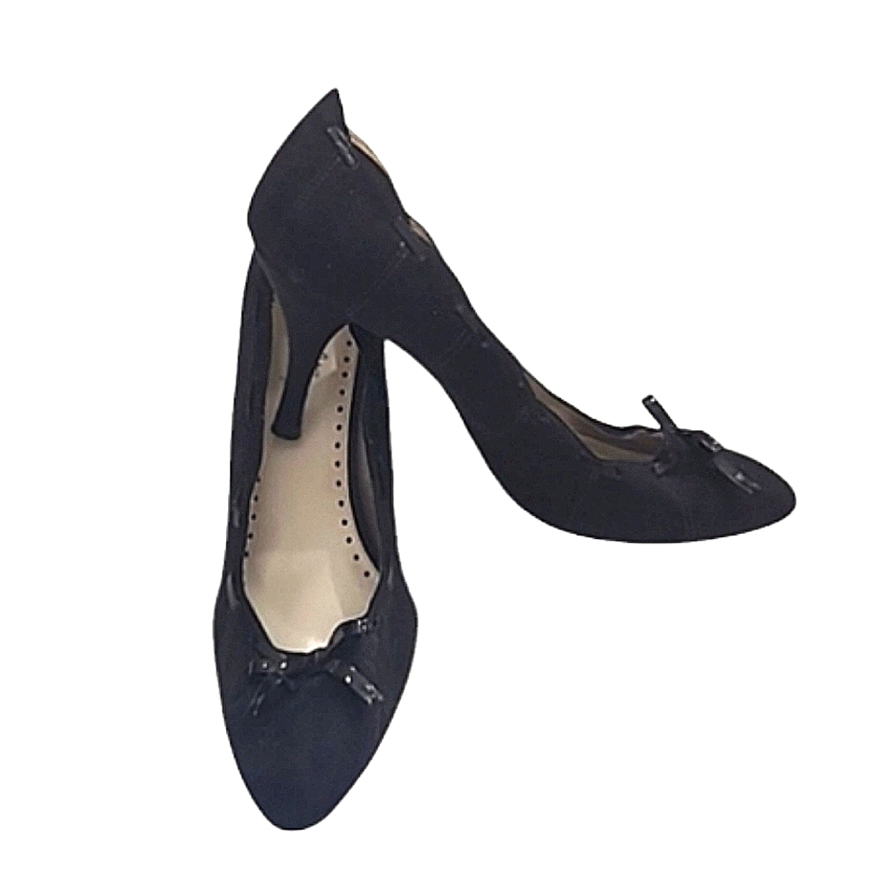 Star Jones Starlet Pointed Toe 3" High Heel Scalloped Edge Patent Leather Bow